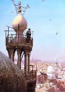 Jean-Leon Gerome A Muezzin Calling from the Top of a Minaret the Faithful to Prayer oil painting reproduction